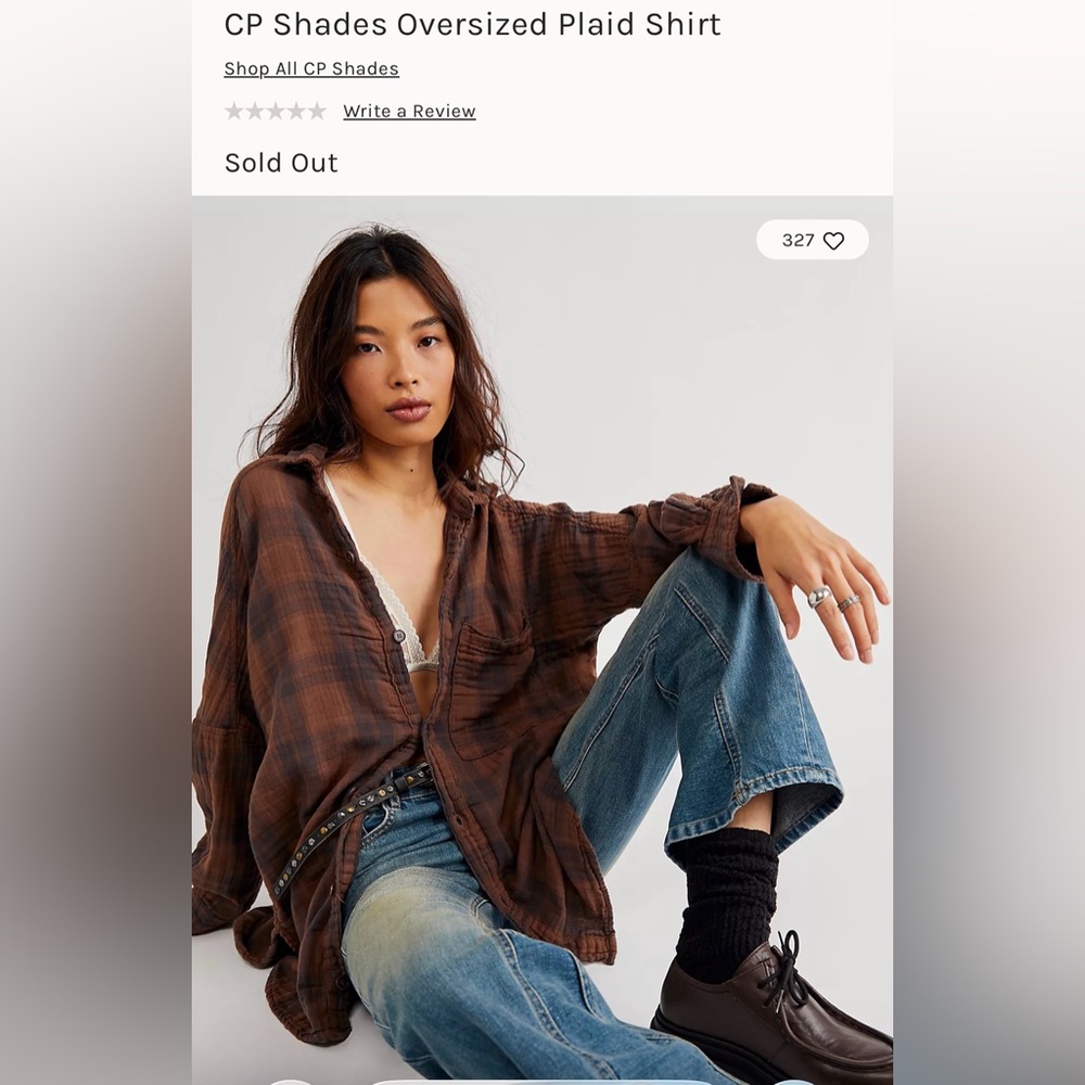 Free People Olive Plaid Button-Down Shirt CP Shades 🔥 Size M